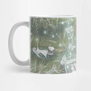 Fabulous heroes and animals, fairytale plants in lights Mug